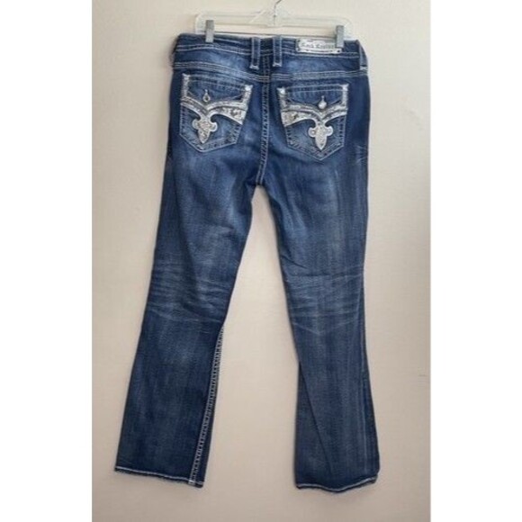 Rock Revival Yui Wash Embellished Stretch Denim Bootcut Jeans Women Size 31X32 - Picture 14 of 15